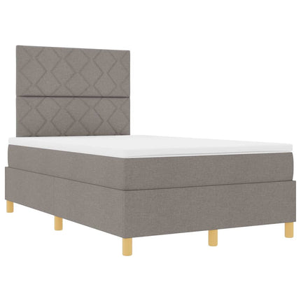 LED Box Spring Bed med hovedgærde Gråbrun 120 x 200 cm Stof