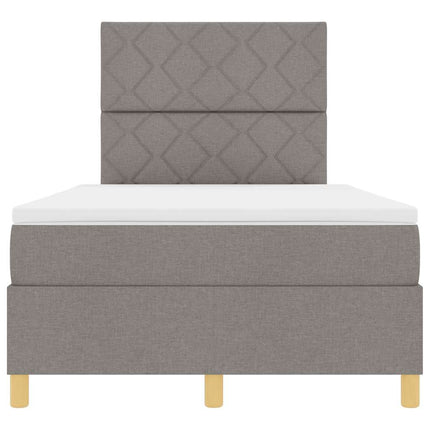 LED Box Spring Bed med hovedgærde Gråbrun 120 x 200 cm Stof