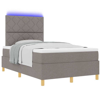 LED Box Spring Bed med hovedgærde Gråbrun 120 x 200 cm Stof
