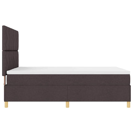 LED Box Spring Bed med madras Mørk Brun 140 x 190 cm Stof