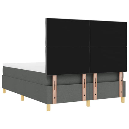 LED Box Spring Bed med hovedgærde Mørkegrå 140 x 200 cm Stof