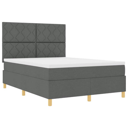 LED Box Spring Bed med hovedgærde Mørkegrå 160 x 200 cm Stof