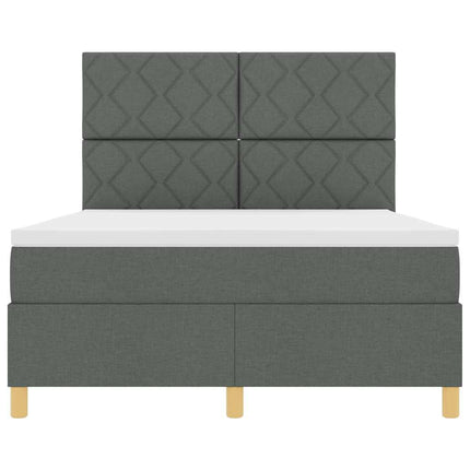 LED Box Spring Bed med hovedgærde Mørkegrå 160 x 200 cm Stof