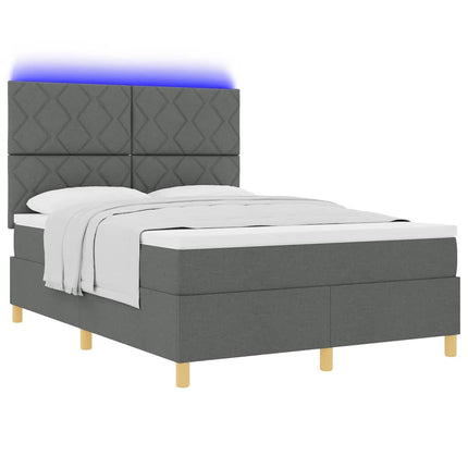 LED Box Spring Bed med hovedgærde Mørkegrå 160 x 200 cm Stof