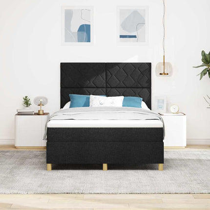 LED Box Spring Bed med hovedgærde Sort 160 x 200 cm Stof