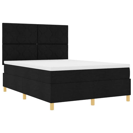 LED Box Spring Bed med hovedgærde Sort 160 x 200 cm Stof