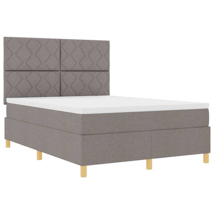 LED Box Spring Bed med hovedgærde Gråbrun 160 x 200 cm Stof