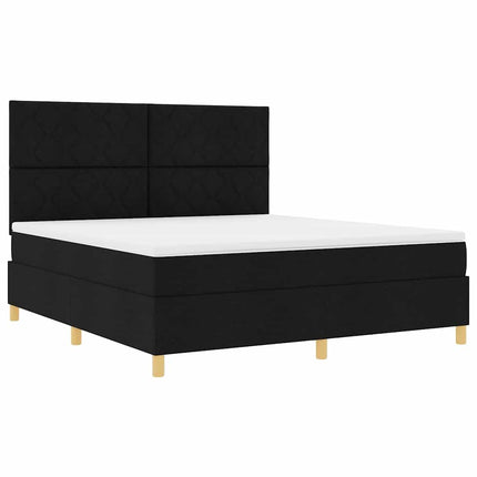 LED Box Spring Bed med hovedgærde Sort 180 x 200 cm Stof