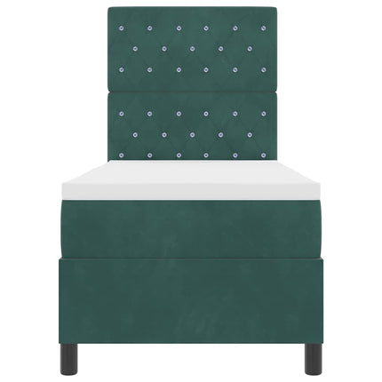 LED Box Spring Bed med madras Mørkegrøn 80 x 200 cm Stof