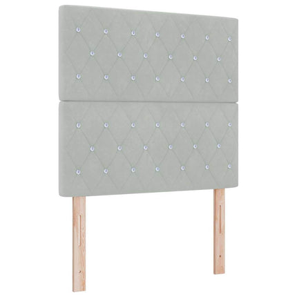 LED Box Spring Bed med madras Lysegrå 90 x 200 cm Fløjl