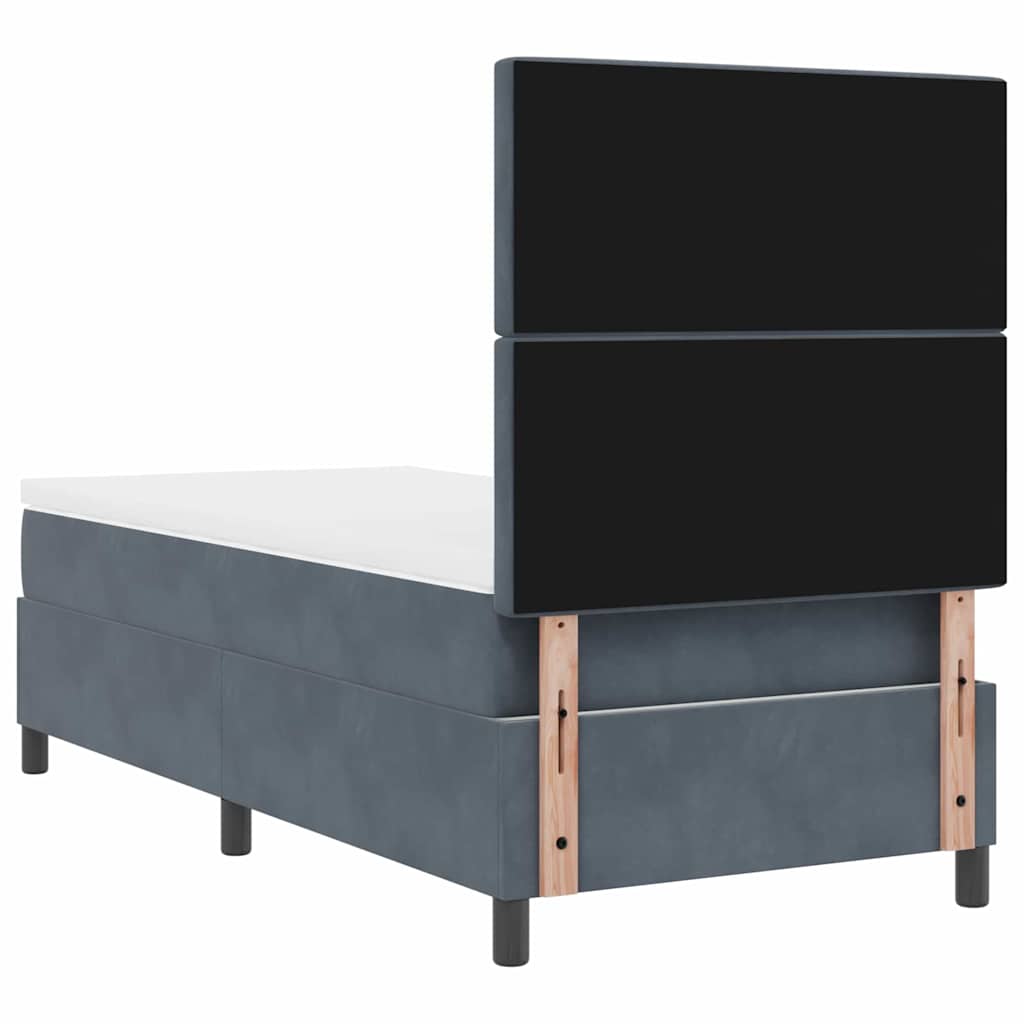 LED Box Spring Bed med madras Mørkegrå 90 x 200 cm Fløjl
