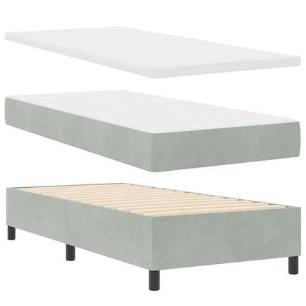 LED Box Spring Bed med madras Lysegrå 100 x 200 cm Fløjl