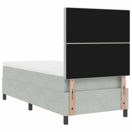 LED Box Spring Bed med madras Lysegrå 100 x 200 cm Fløjl