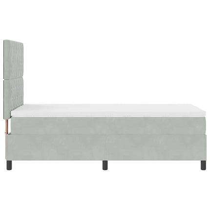 LED Box Spring Bed med madras Lysegrå 100 x 200 cm Fløjl