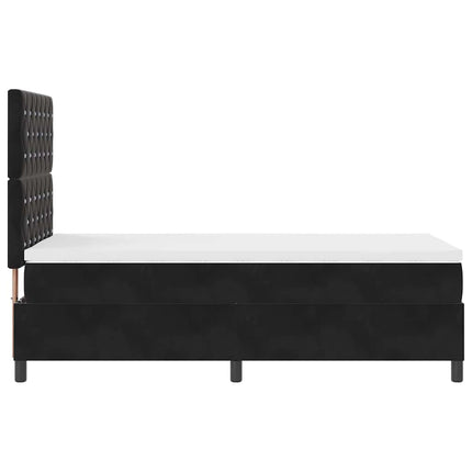 LED Box Spring Bed med madras Sort 100 x 200 cm Fløjl