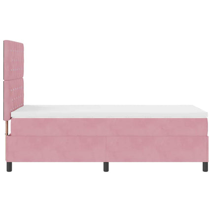 LED Box Spring Bed med madras Lyserød 100 x 200 cm Fløjl