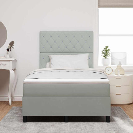LED Box Spring Bed med madras Lysegrå 120 x 190 cm Fløjl