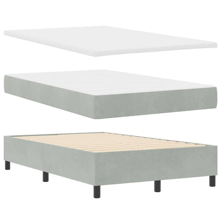 LED Box Spring Bed med madras Lysegrå 120 x 190 cm Fløjl