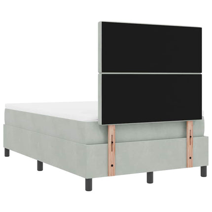 LED Box Spring Bed med madras Lysegrå 120 x 190 cm Fløjl