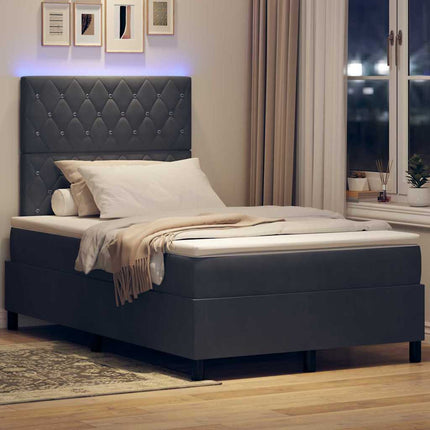LED Box Spring Bed med madras Mørkegrå 120 x 190 cm Fløjl