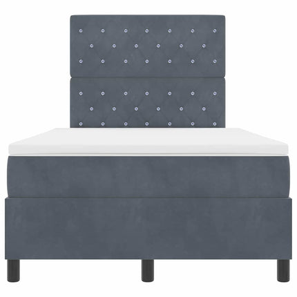 LED Box Spring Bed med madras Mørkegrå 120 x 190 cm Fløjl