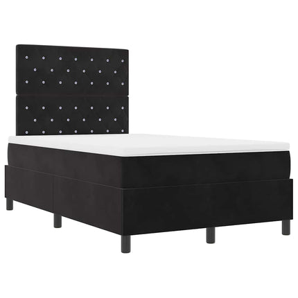 LED Box Spring Bed med madras Sort 120 x 190 cm Fløjl