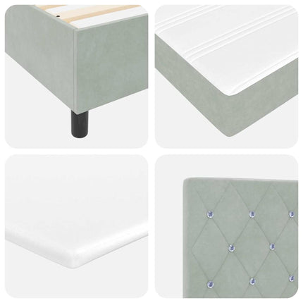 LED Box Spring Bed med madras Lysegrå 120 x 200 cm Fløjl