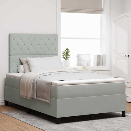 LED Box Spring Bed med madras Lysegrå 120 x 200 cm Fløjl