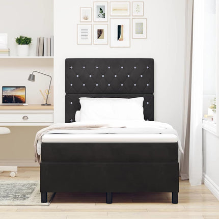 LED Box Spring Bed med madras Sort 120 x 200 cm Fløjl