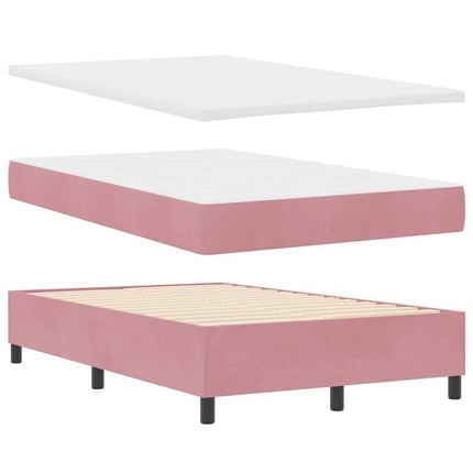 LED Box Spring Bed med madras Lyserød 120 x 200 cm Fløjl