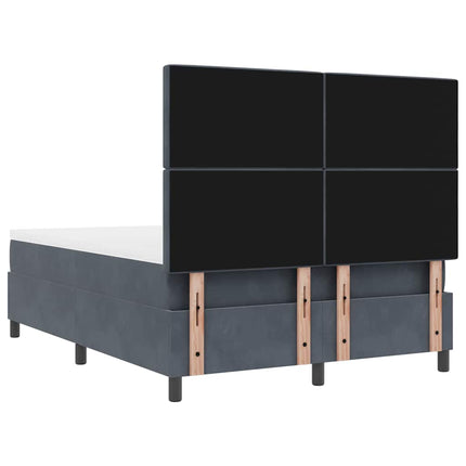 LED Box Spring Bed med madras Mørkegrå 140 x 190 cm Fløjl