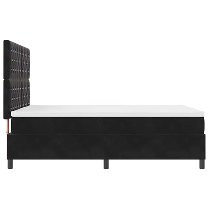 LED Box Spring Bed med madras Sort 140 x 190 cm Fløjl