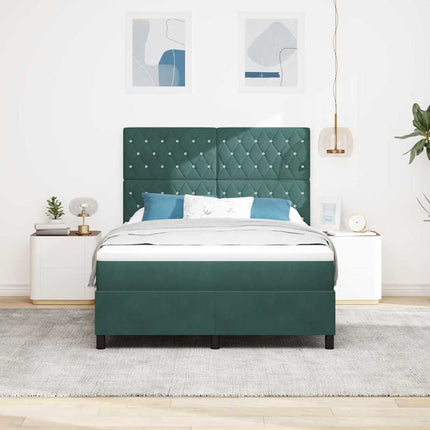 LED Box Spring Bed med madras Mørkegrøn 160 x 200 cm Fløjl