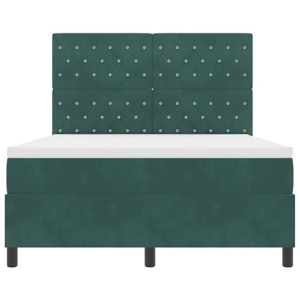 LED Box Spring Bed med madras Mørkegrøn 160 x 200 cm Fløjl