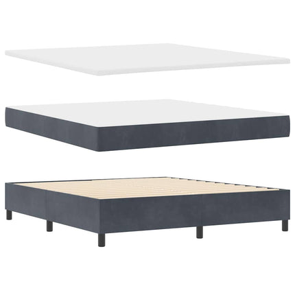 LED Box Spring Bed med madras Mørkegrå 180 x 200 cm Fløjl