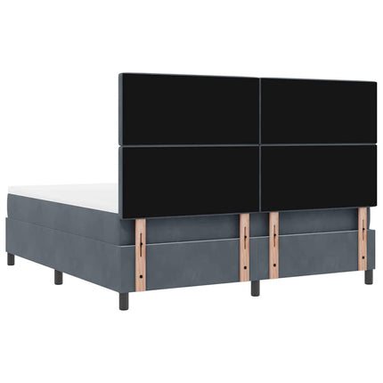 LED Box Spring Bed med madras Mørkegrå 180 x 200 cm Fløjl