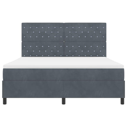 LED Box Spring Bed med madras Mørkegrå 180 x 200 cm Fløjl