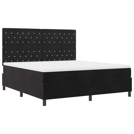 LED Box Spring Bed med madras Sort 180 x 200 cm Fløjl