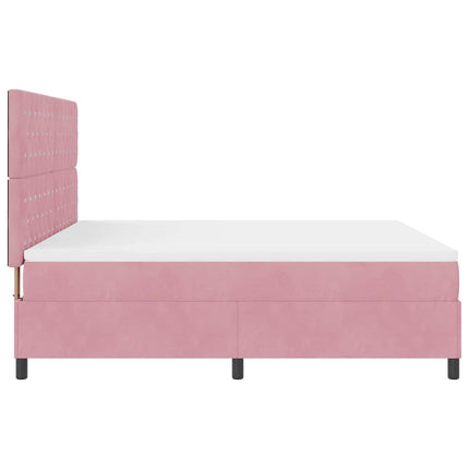 LED Box Spring Bed med madras Lyserød 180 x 200 cm Fløjl