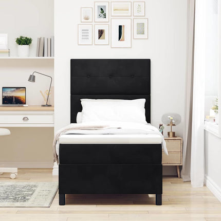 LED Box Spring Bed med hovedgærde Sort 80 x 200 cm Fløjl