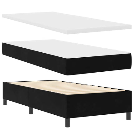 LED Box Spring Bed med hovedgærde Sort 80 x 200 cm Fløjl