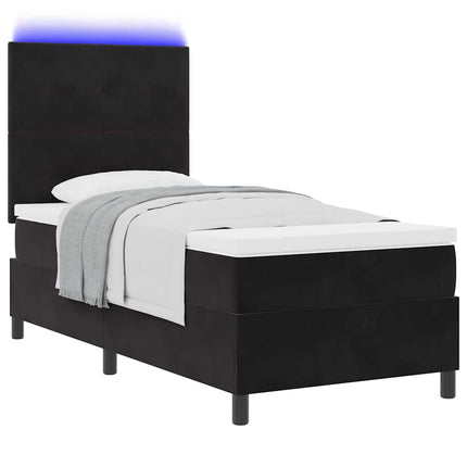 LED Box Spring Bed med hovedgærde Sort 80 x 200 cm Fløjl