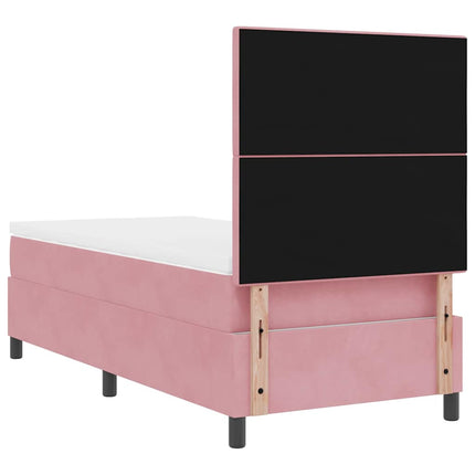 LED Box Spring Bed med hovedgærde Lyserød 90 x 190 cm Fløjl