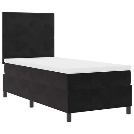 LED Box Spring Bed med hovedgærde Sort 90 x 200 cm Fløjl