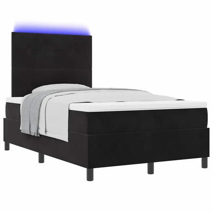 LED Box Spring Bed med hovedgærde Sort 120 x 200 cm Fløjl