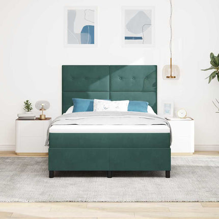 LED Box Spring Bed med hovedgærde Mørkegrøn 160 x 200 cm Fløjl