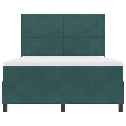 LED Box Spring Bed med hovedgærde Mørkegrøn 160 x 200 cm Fløjl