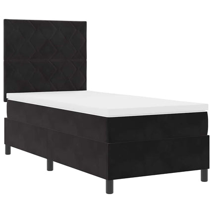 LED Box Spring Bed med hovedgærde Sort 90 x 190 cm Fløjl
