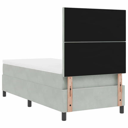 LED Box Spring Bed med hovedgærde Lysegrå 90 x 200 cm Fløjl