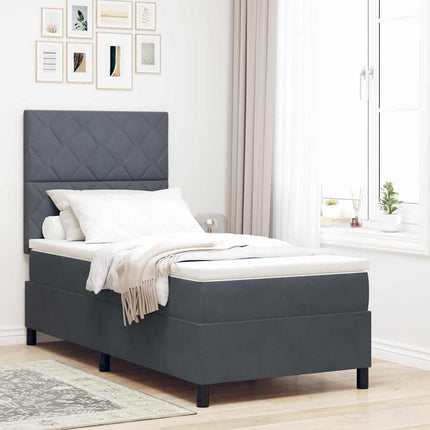 LED Box Spring Bed med hovedgærde Mørkegrå 90 x 200 cm Fløjl